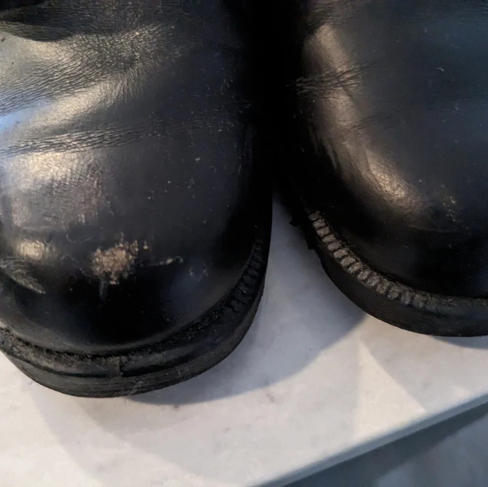 Leather Black Combat/Military Boots - Red & Black Laces - Picture 3 of 5